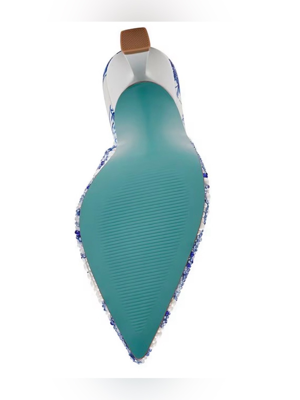 Blue by Betsey Johnson Clark Mesh Floral Pearl Rhinestone Slingback Pump, Size 8 - Picture 3 of 3
